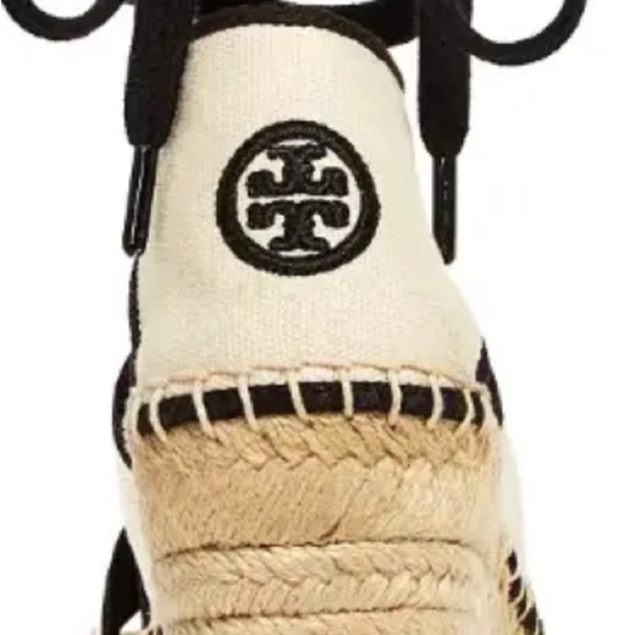 Women's Black and White Wedge Sandals - Picture 4 of 10